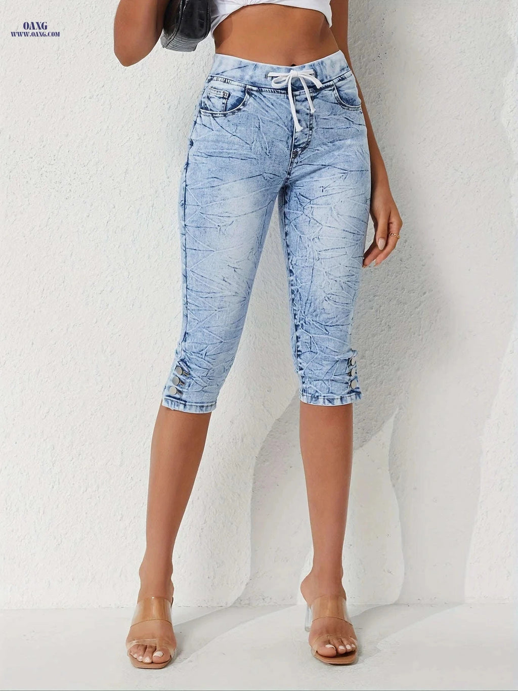 26AW Women's Mid-Rise Tie-Dye Skinny Jeans - Elastic Drawstring Hem   OAXG 【Multicolor】 / S