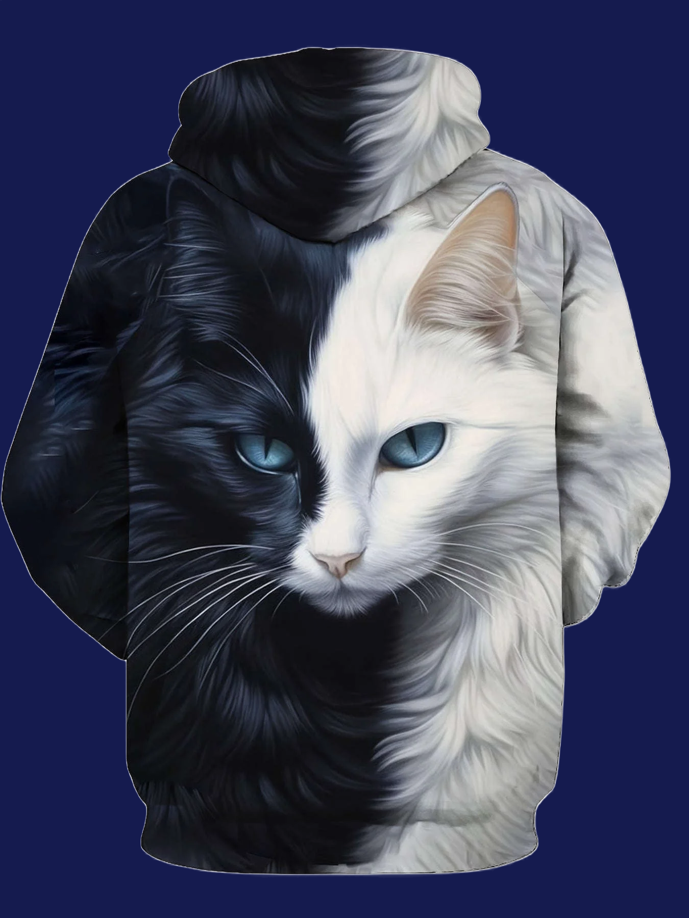 3D Cat Pattern Hoodie - Casual Long Sleeve Polyester Sweatshirt