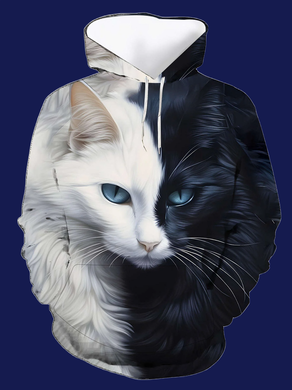 3D Cat Pattern Hoodie - Casual Long Sleeve Polyester Sweatshirt