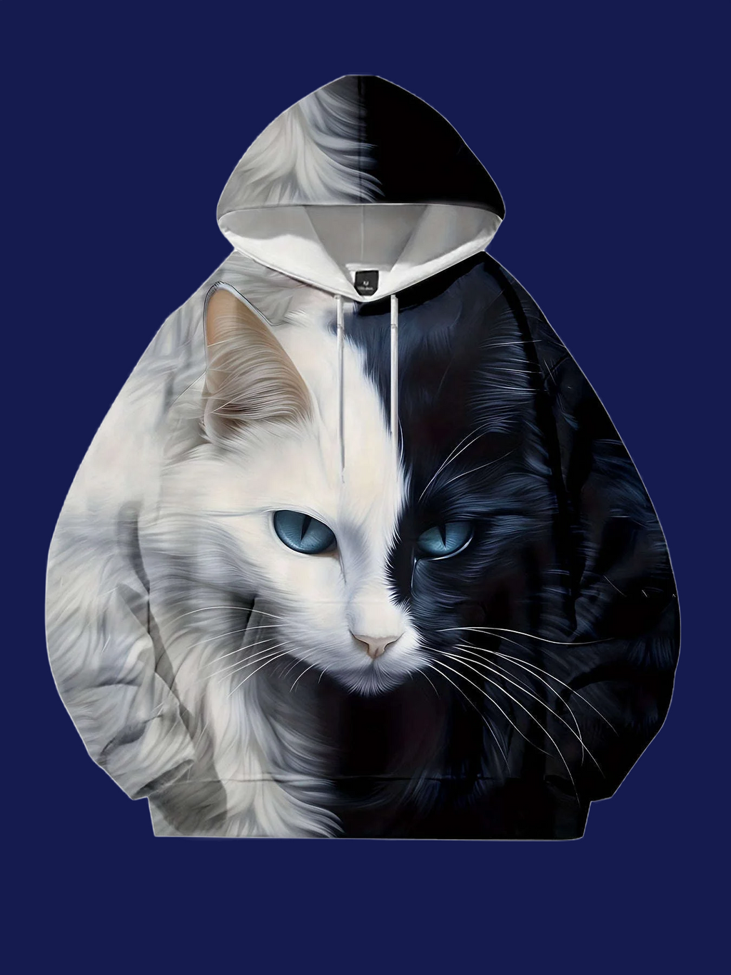3D Cat Pattern Hoodie - Casual Long Sleeve Polyester Sweatshirt