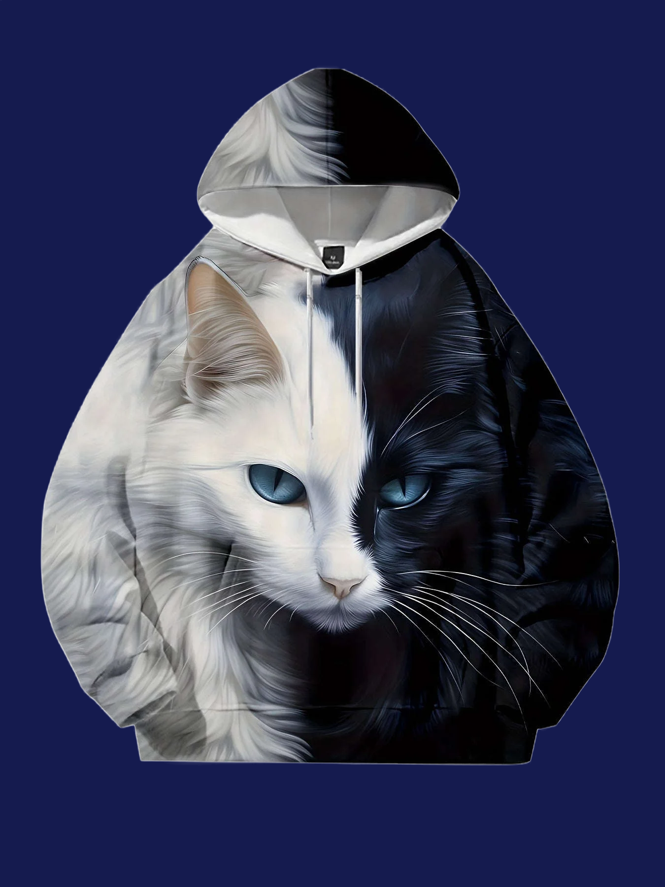 3D Cat Pattern Hoodie - Casual Long Sleeve Polyester Sweatshirt