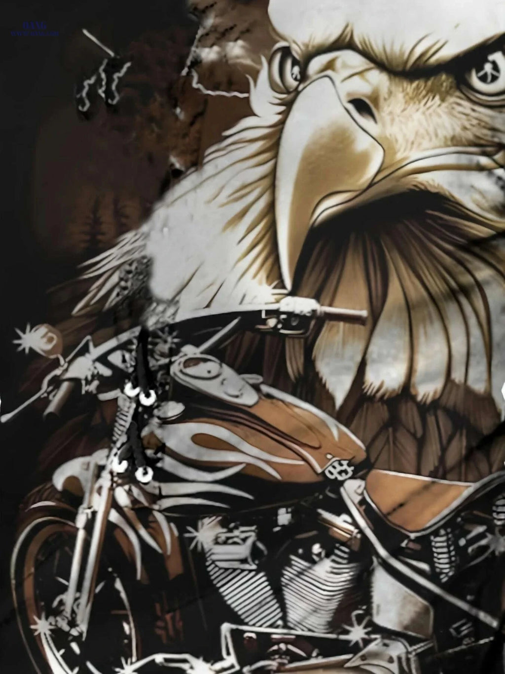 3D Eagle Print Men's Henley T-Shirt - Casual Long Sleeve Tee   OAXG Black / M