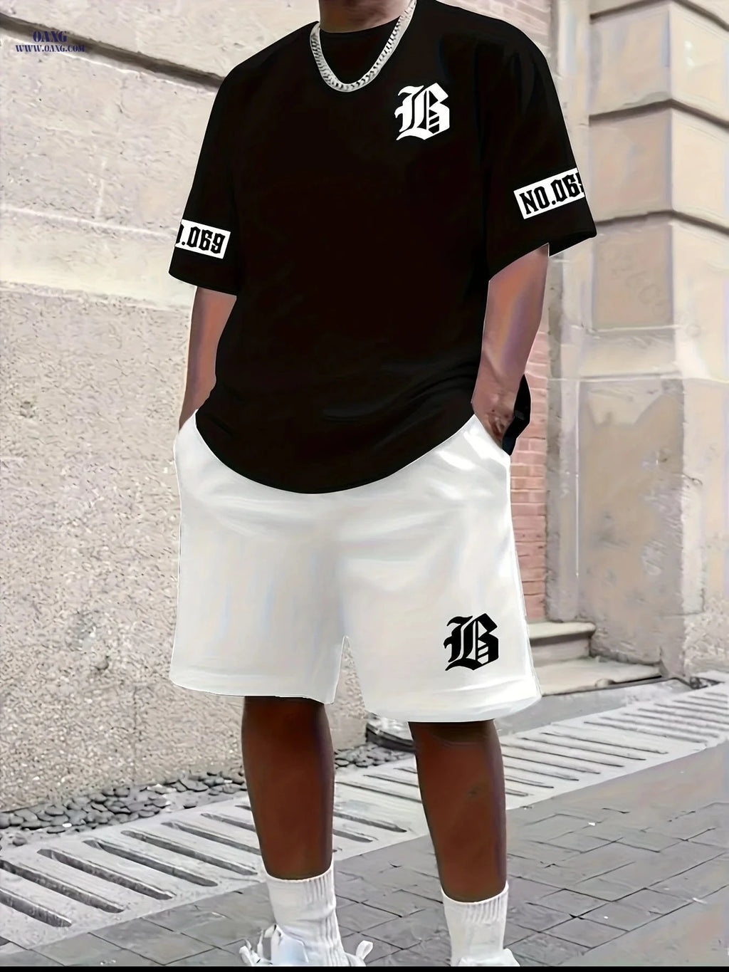 3D Men's Casual Sportswear Set - Short Sleeve Shirt & Shorts   OAXG 