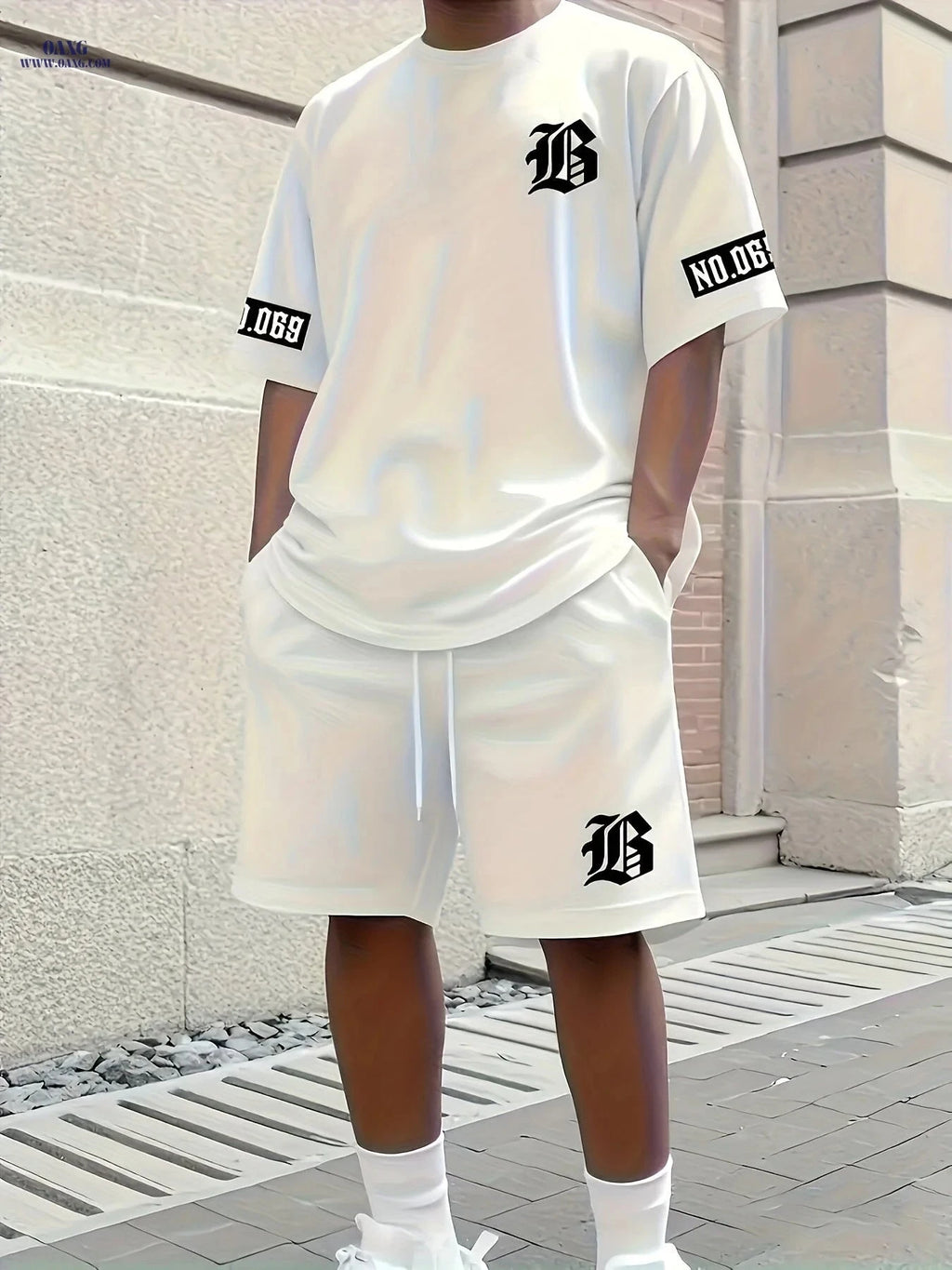 3D Men's Casual Sportswear Set - Short Sleeve Shirt & Shorts   OAXG Black / FR S