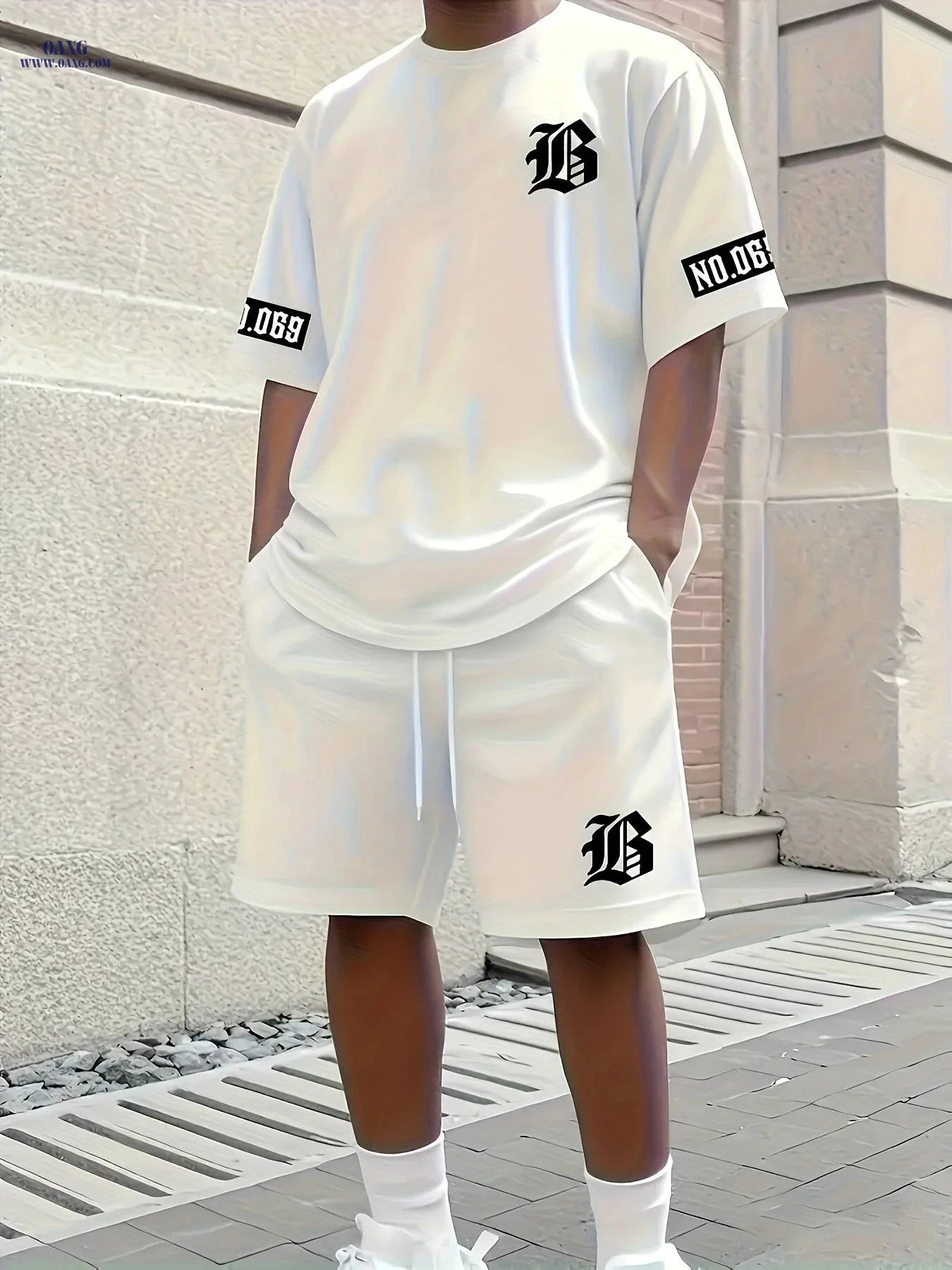 3D Men's Casual Sportswear Set - Short Sleeve Shirt & Shorts   OAXG Black / FR S