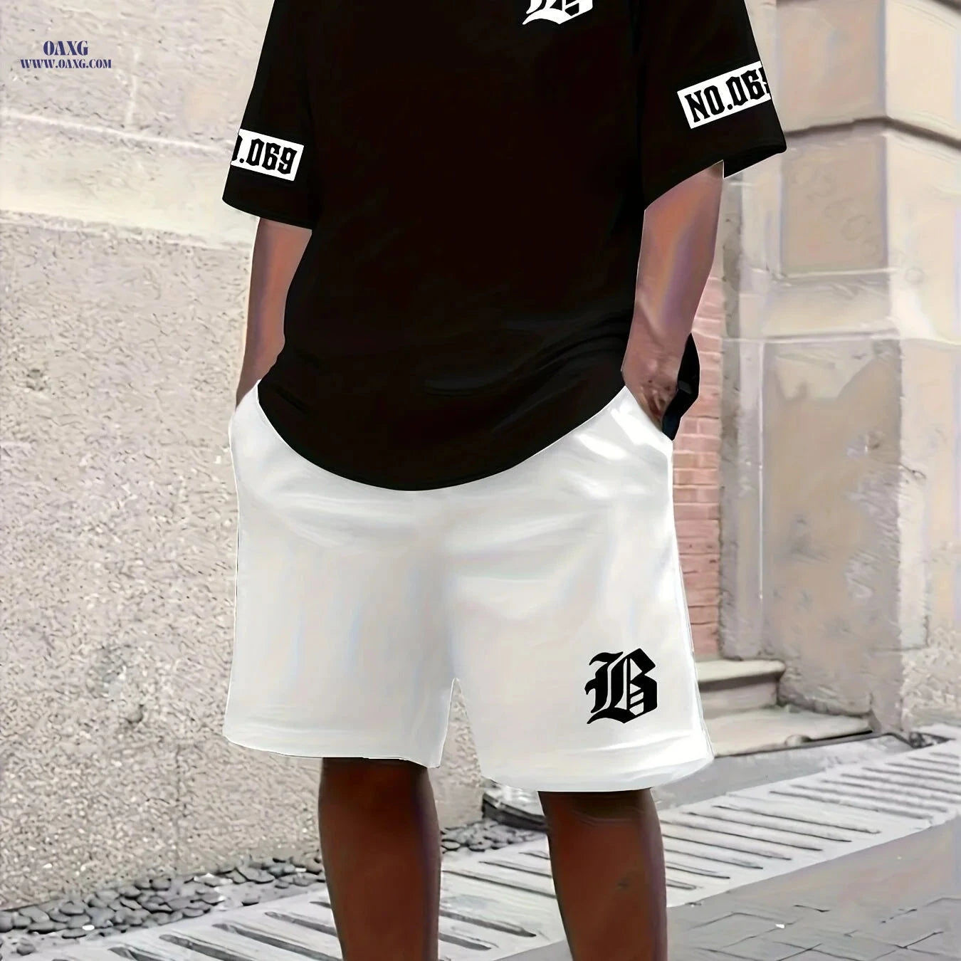 3D Men's Casual Sportswear Set - Short Sleeve Shirt & Shorts   OAXG 