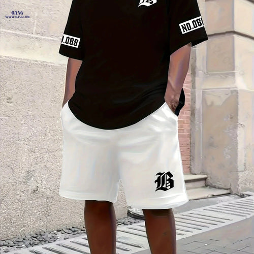 3D Men's Casual Sportswear Set - Short Sleeve Shirt & Shorts   OAXG 