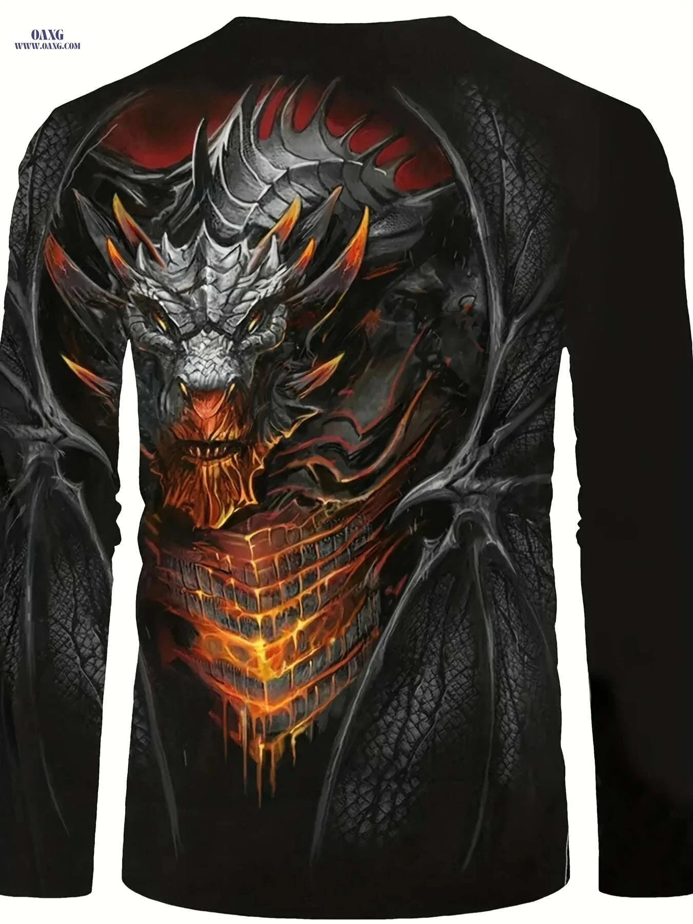 3D Print Men’s Dragon Henley Tee - Bold Design for Spring & Fall   OAXG Black / S