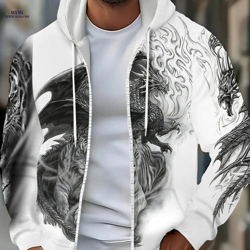 3D Printed Dragon Tiger Hoodie - Lightweight for Men and Women   OAXG 