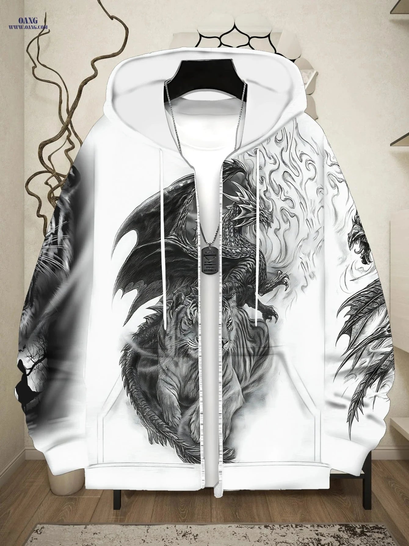 3D Printed Dragon Tiger Hoodie - Lightweight for Men and Women   OAXG Multicolor / FR M