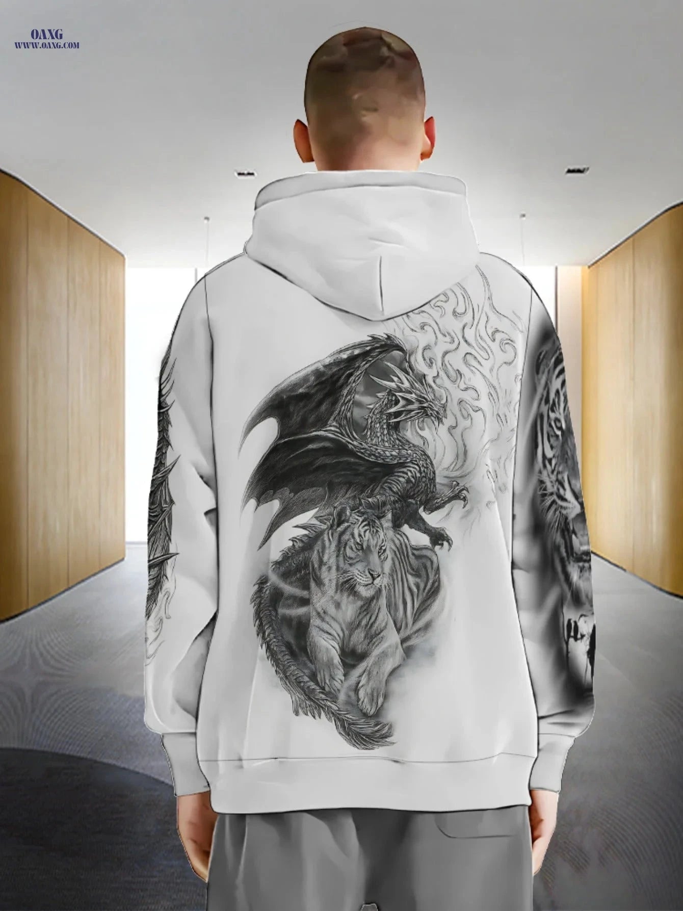 3D Printed Dragon Tiger Hoodie - Lightweight for Men and Women   OAXG Multicolor / FR M