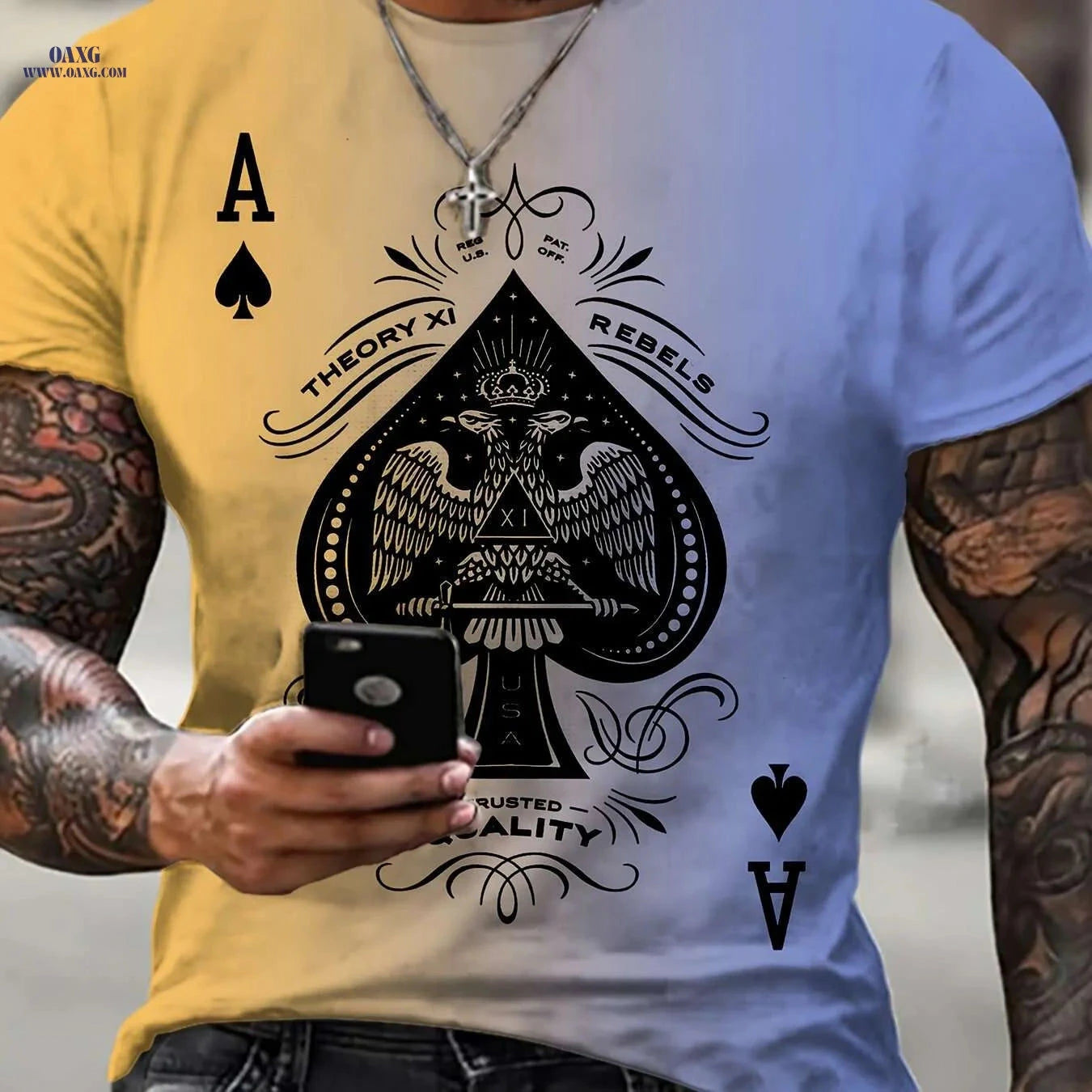 3D Spade Graphic T-Shirt for Men - Soft, Breathable, Loose Fit   OAXG 