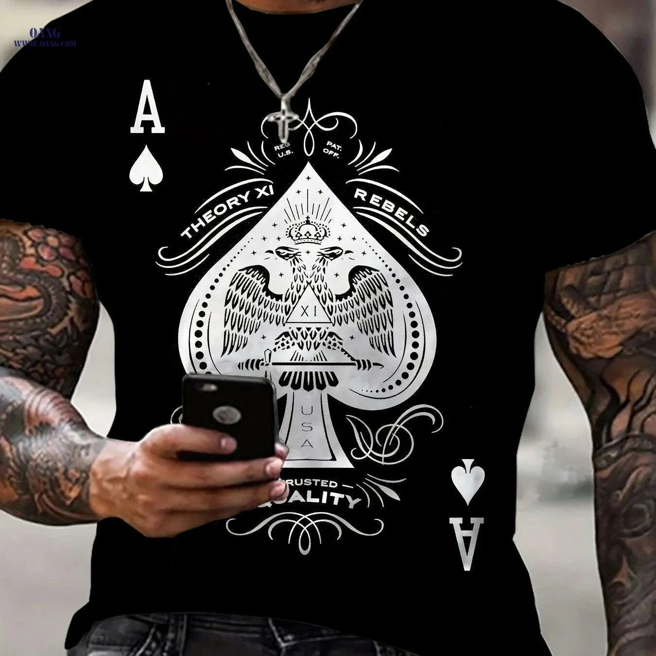 3D Spade Graphic T-Shirt for Men - Soft, Breathable, Loose Fit   OAXG 