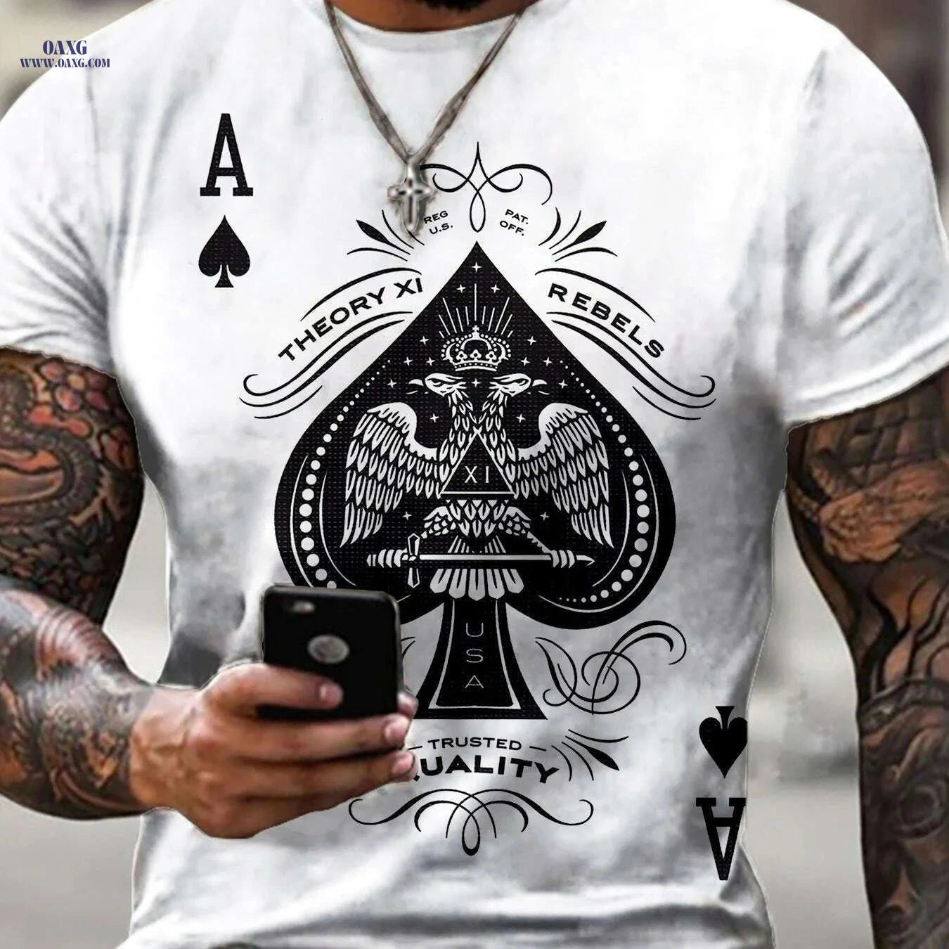 3D Spade Graphic T-Shirt for Men - Soft, Breathable, Loose Fit   OAXG Mixed Color / S