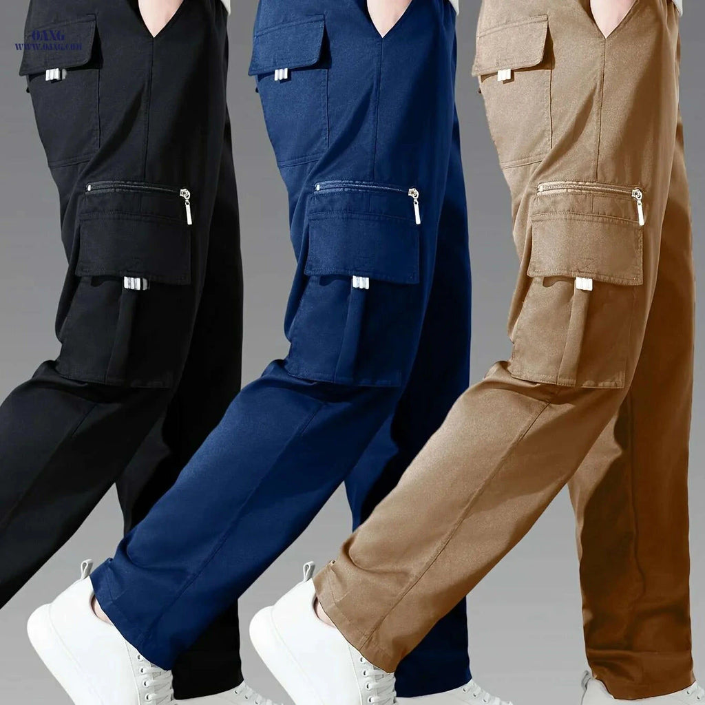 3pcs Men's Cargo Pants - Multi-Pocket Casual Trousers, All-Season   OAXG 