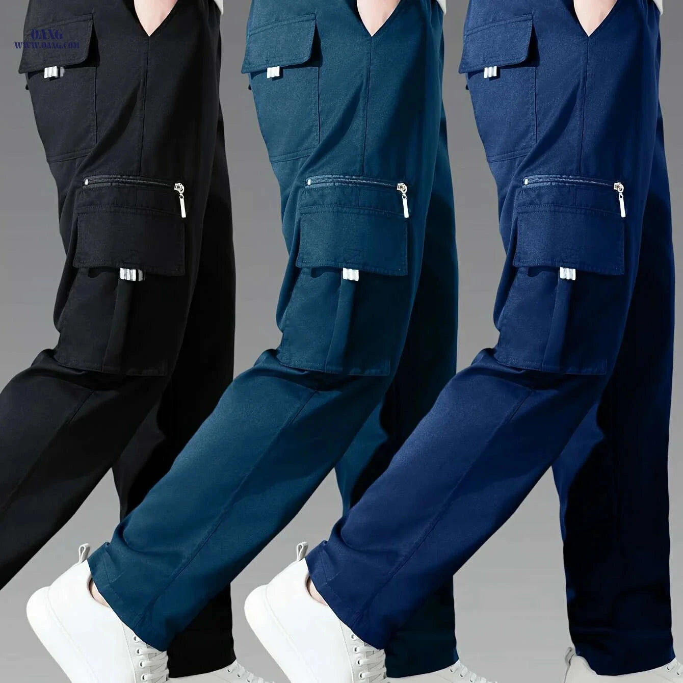 3pcs Men's Cargo Pants - Multi-Pocket Casual Trousers, All-Season   OAXG 
