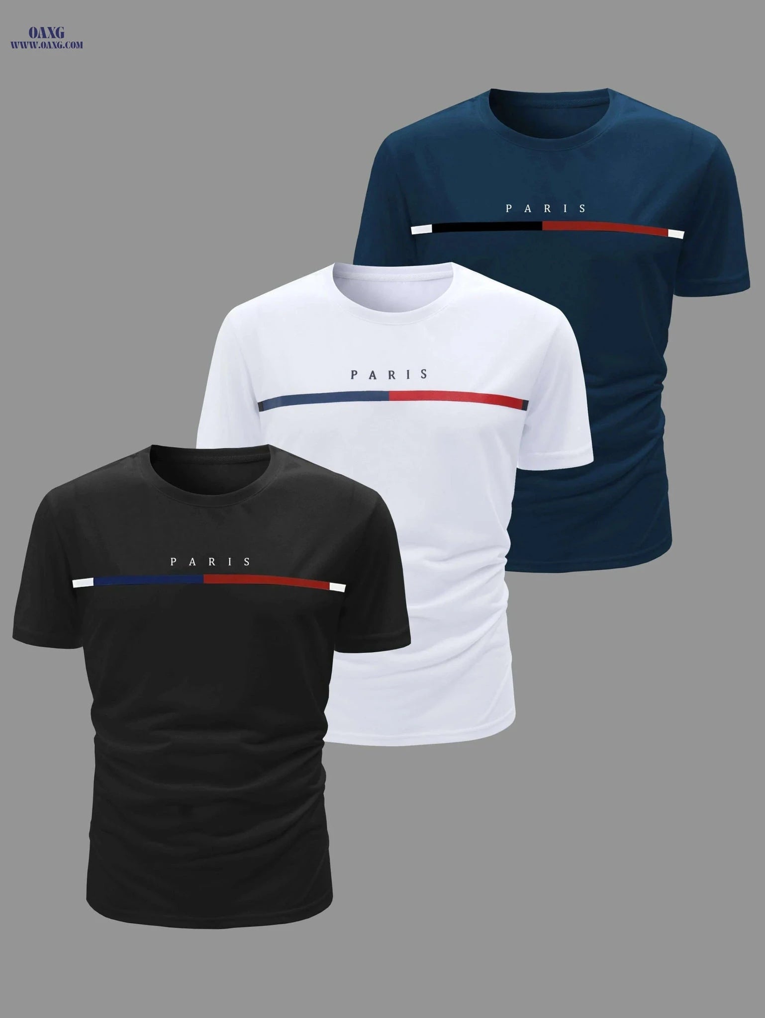 3pcs Men's Casual Crew Neck T-Shirts - Breathable & Lightweight for Summer   OAXG 