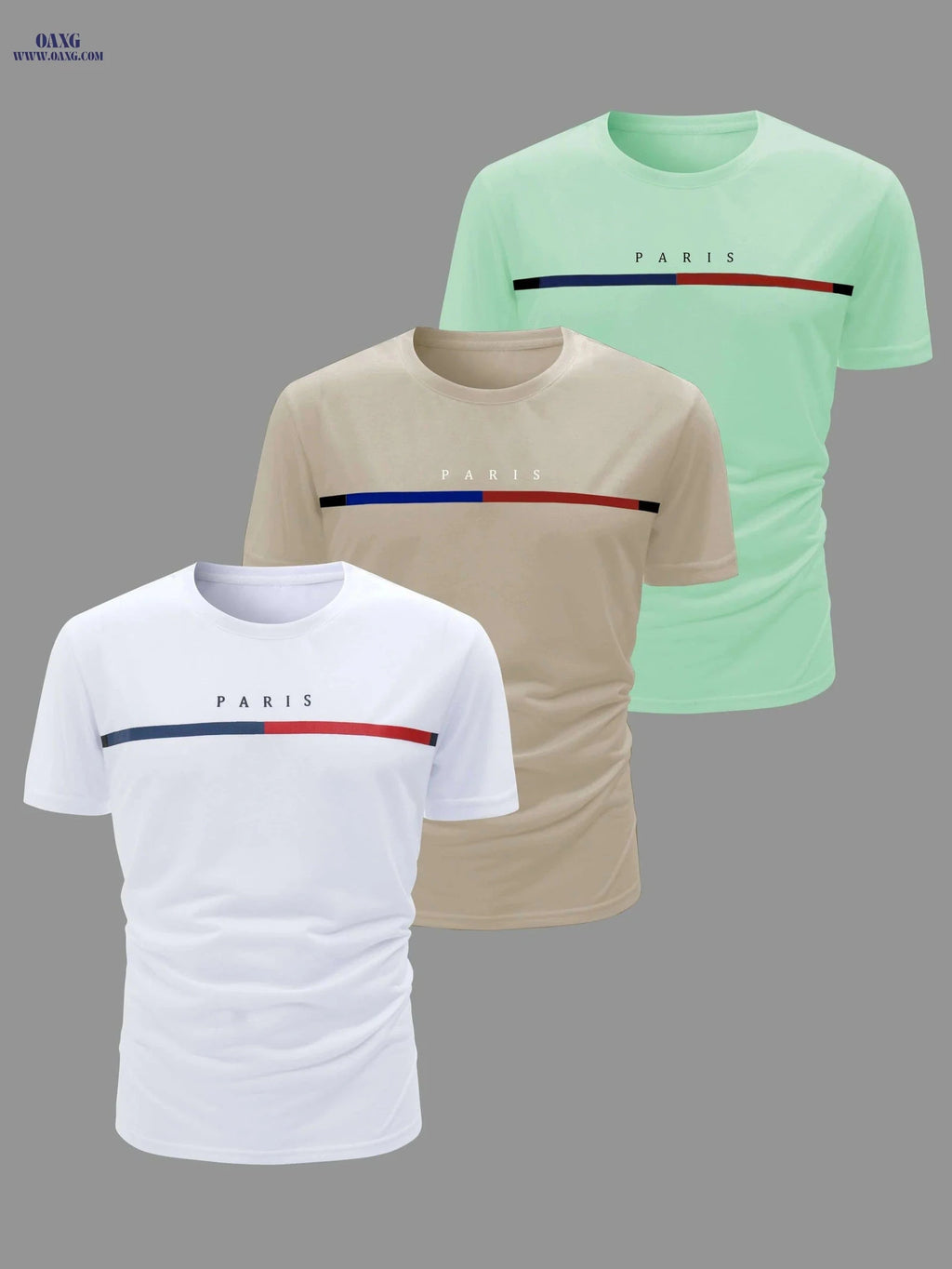 3pcs Men's Casual Crew Neck T-Shirts - Breathable & Lightweight for Summer   OAXG Red, Black And Royal Blue / S