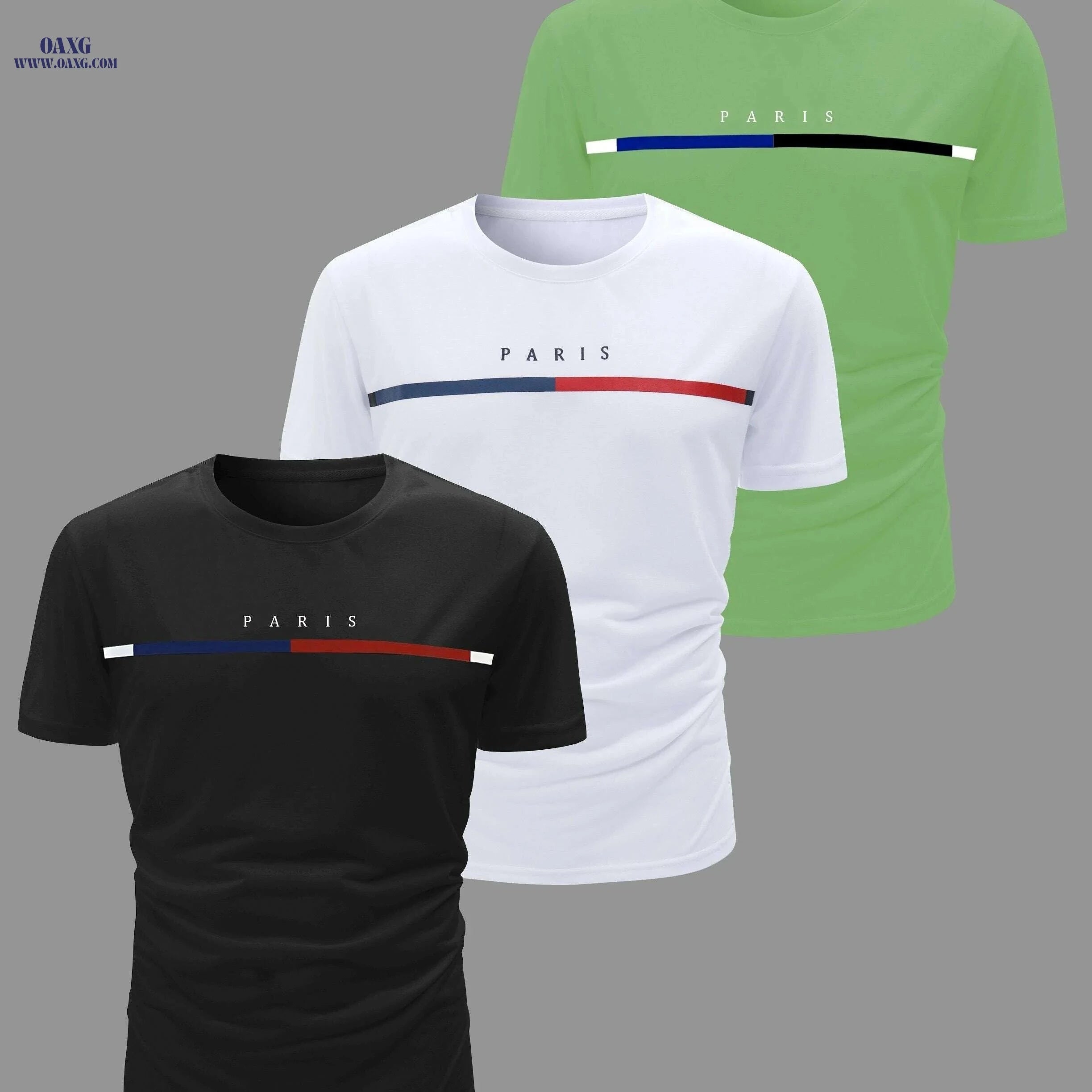 3pcs Men's Casual Crew Neck T-Shirts - Breathable & Lightweight for Summer   OAXG Red, Black And Royal Blue / S