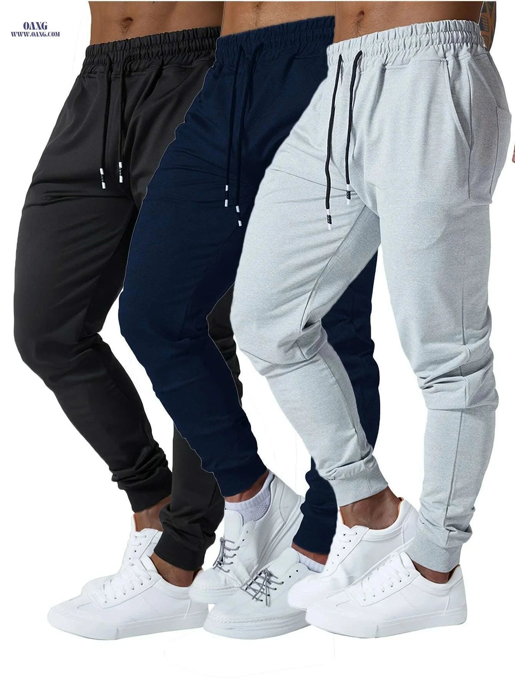3pcs Men's Jogger Sweatpants - Ultra-Elastic Gym Pants with Pockets   OAXG 