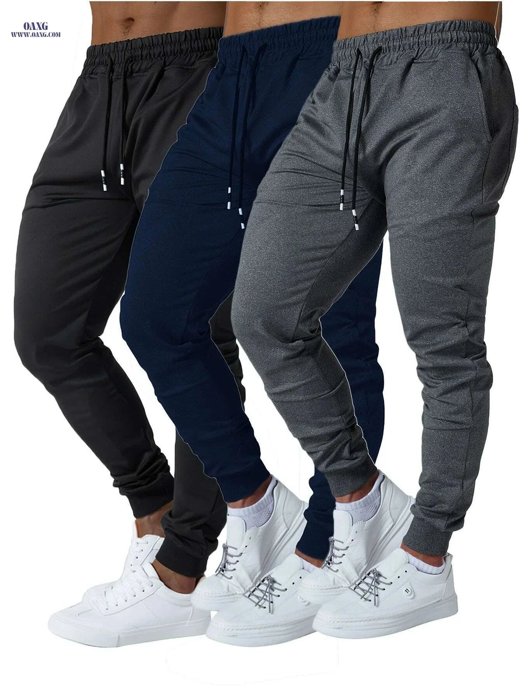 3pcs Men's Jogger Sweatpants - Ultra-Elastic Gym Pants with Pockets   OAXG 
