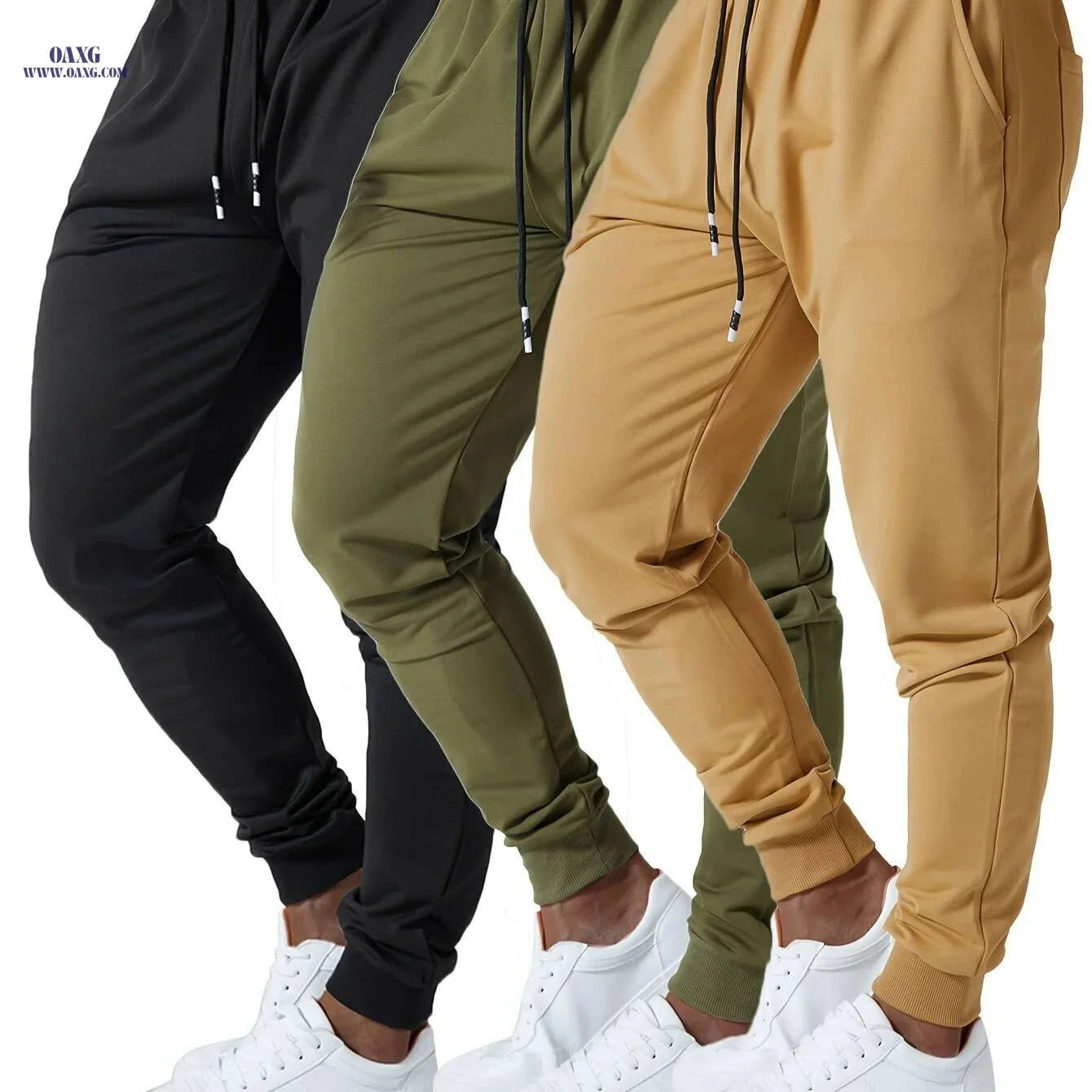 3pcs Men's Jogger Sweatpants - Ultra-Elastic Gym Pants with Pockets   OAXG Black+Darkgray+Lightgray / S
