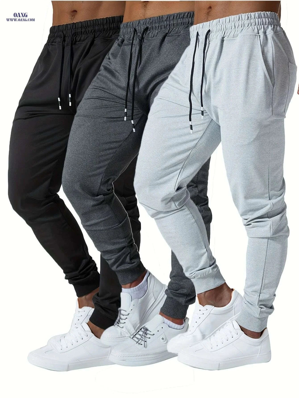 3pcs Men's Jogger Sweatpants - Ultra-Elastic Gym Pants with Pockets   OAXG 
