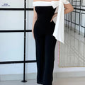 6091 Elegant Color Block Off-Shoulder Jumpsuit - Sleeveless Fashion   OAXG Black / S