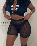 Sexy Solid Mesh Shorts - Women's High Waist, Stretchy & Sheer
