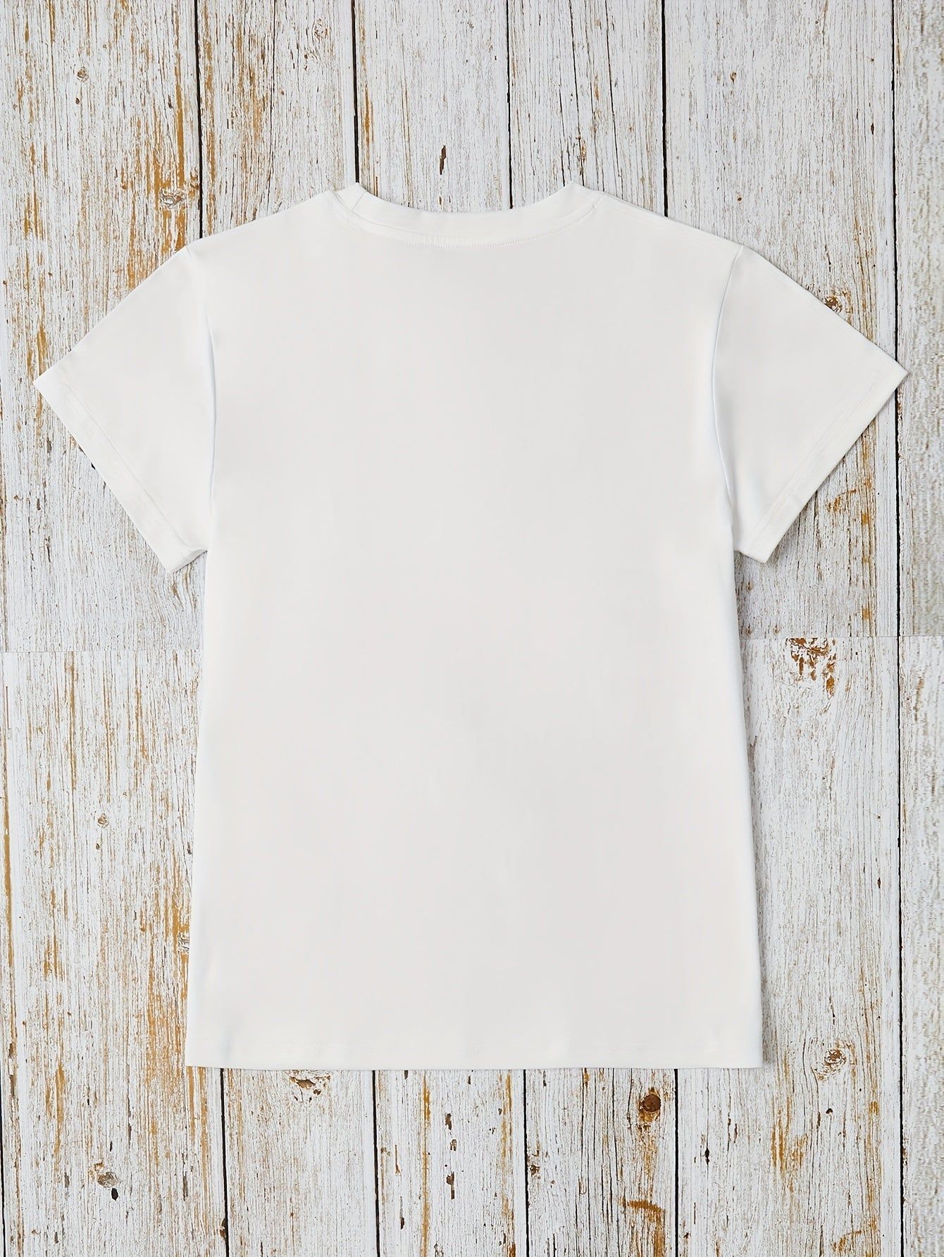 A Casual Top for Women Made of 100%, Featuring a Printed Design, Short Sleeves, And a Round Neckline, Perfect for Spring And Summer   OAXG White / S