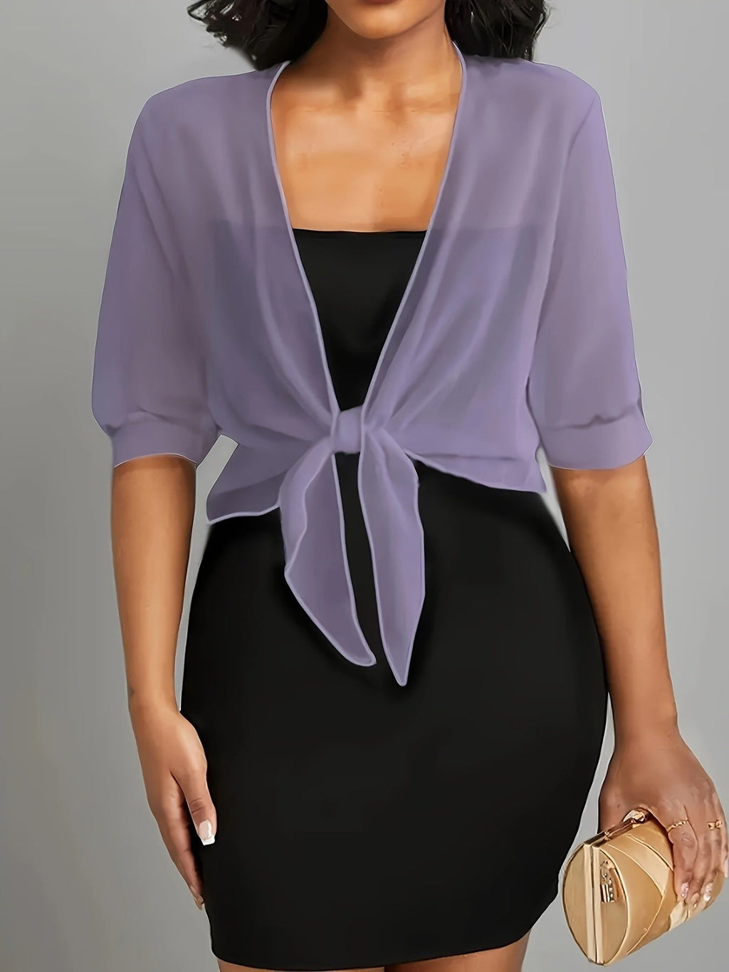 A Front-Opening Shawl Shirt with Elegant Semi-Transparent Fabric And a Directional Lace-Up Design   OAXG Yellow / S