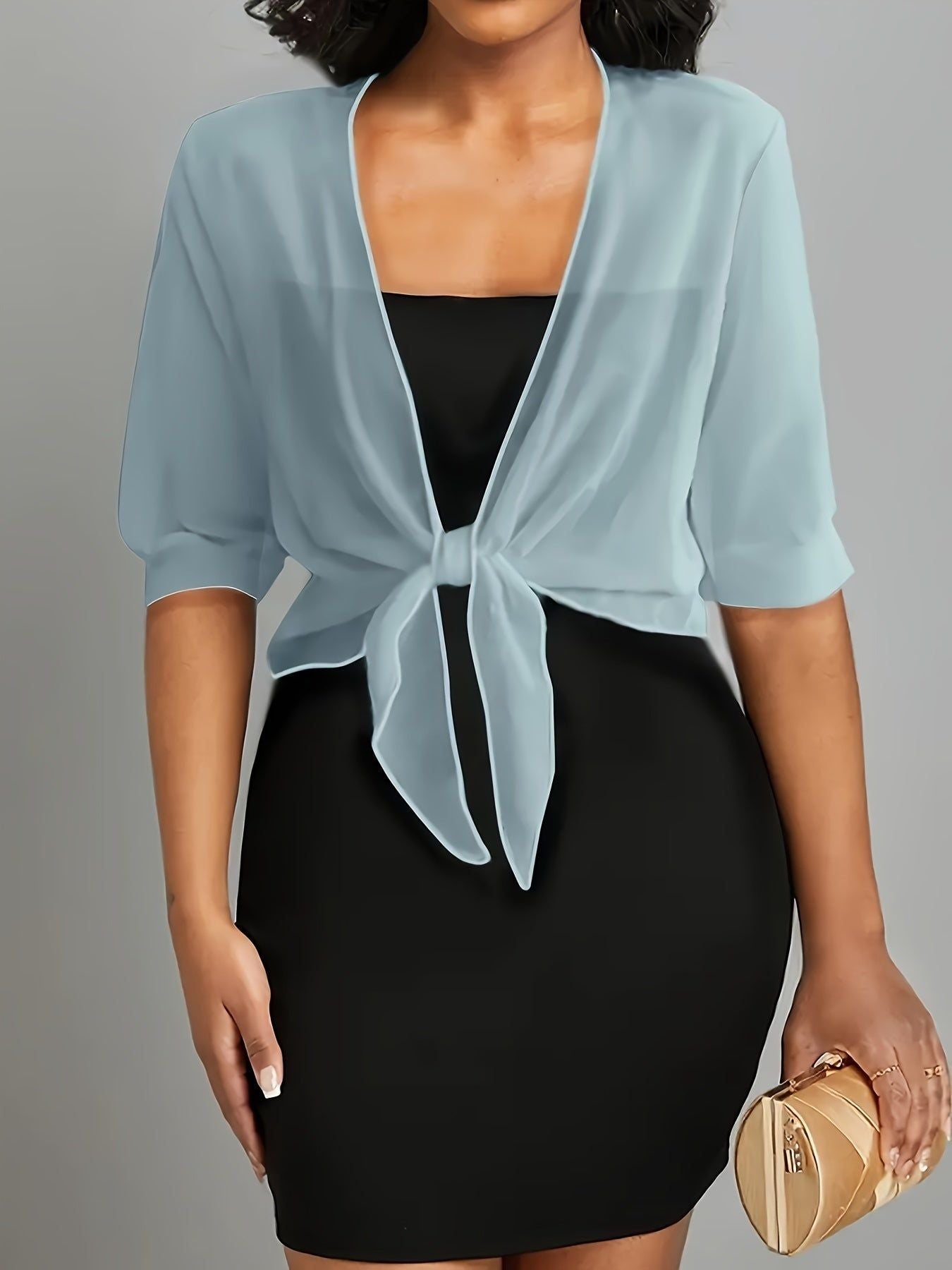 A Front-Opening Shawl Shirt with Elegant Semi-Transparent Fabric And a Directional Lace-Up Design   OAXG Yellow / S