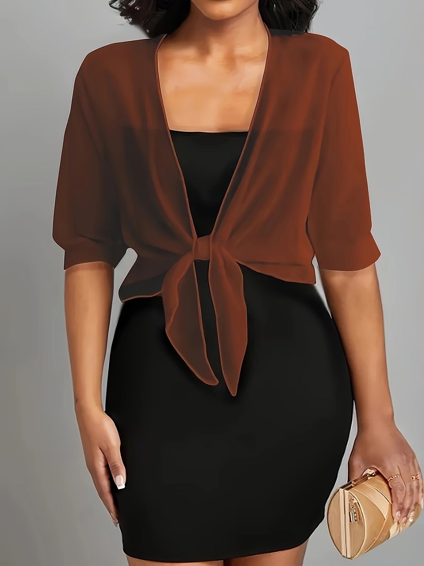 A Front-Opening Shawl Shirt with Elegant Semi-Transparent Fabric And a Directional Lace-Up Design   OAXG Yellow / S