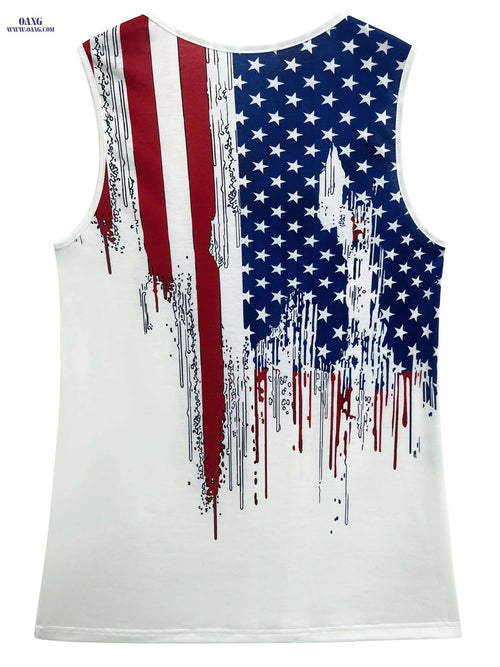American Flag Tank Top - Casual Crew Neck for Summer & Spring   OAXG 