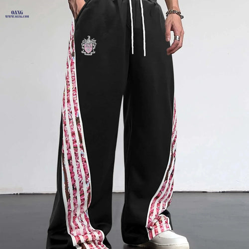 American Retro Striped Joggers - Unique Design with Relaxed Fit   OAXG Black / FR M
