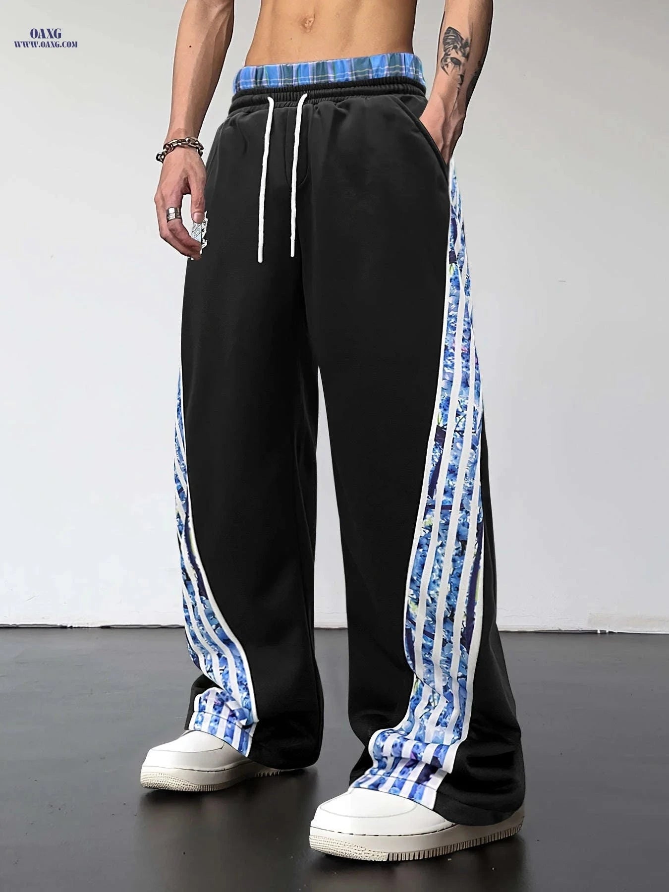 American Retro Striped Joggers - Unique Design with Relaxed Fit   OAXG 