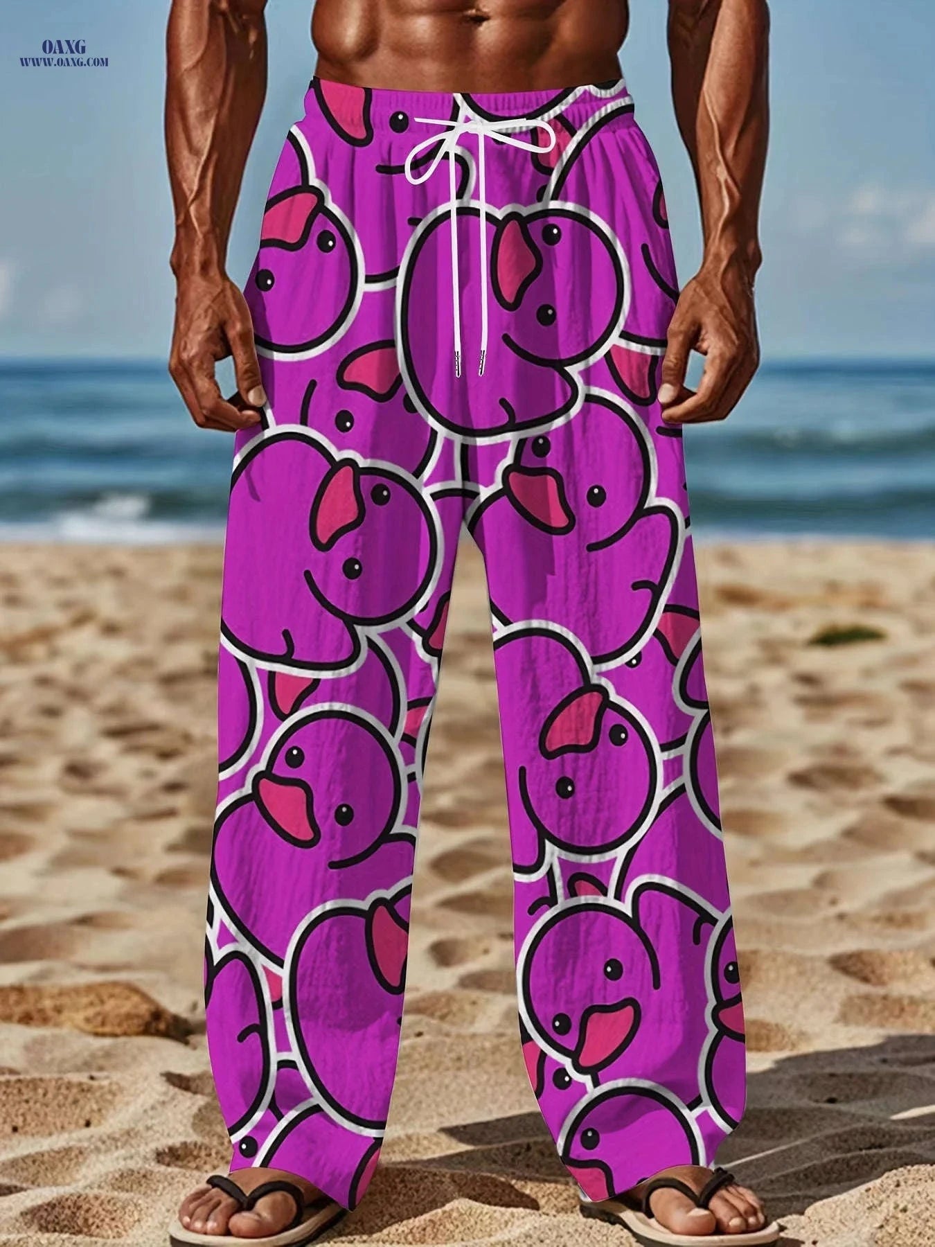 American Retro Style Men's Casual Loose Straight Leg Pants - All Over Print   OAXG 