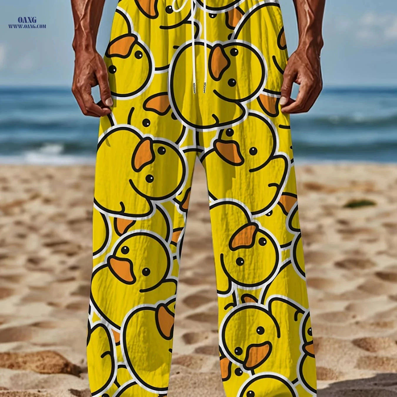 American Retro Style Men's Casual Loose Straight Leg Pants - All Over Print   OAXG 