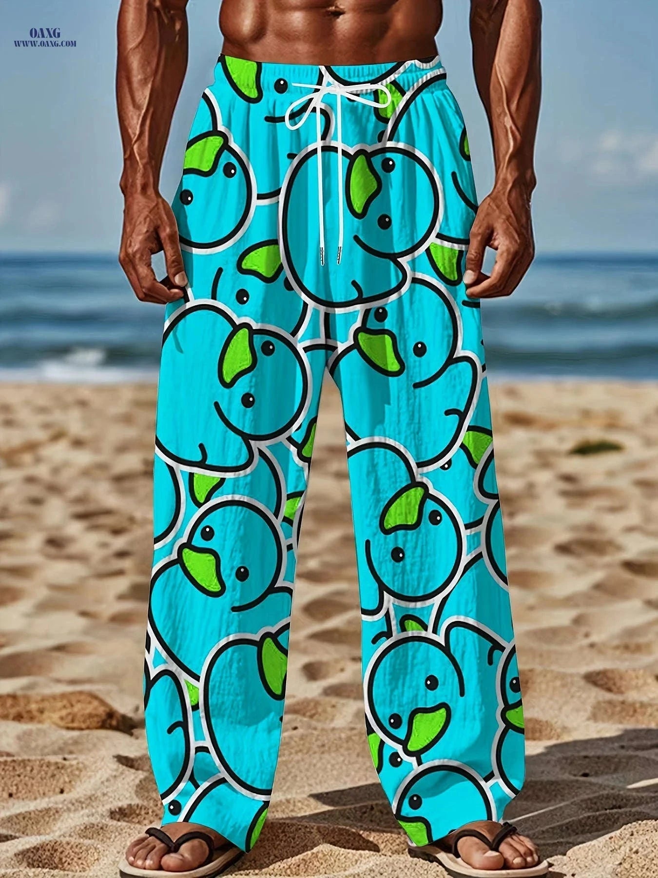 American Retro Style Men's Casual Loose Straight Leg Pants - All Over Print   OAXG 
