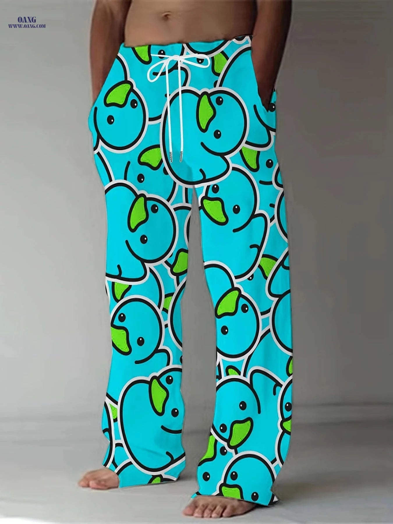 American Retro Style Men's Casual Loose Straight Leg Pants - All Over Print   OAXG Yellow / FR M