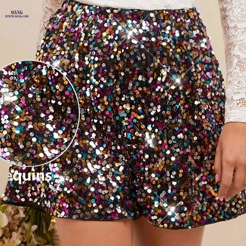 Amorya's Elegant A-Line Sparkling Shorts - Perfect for Parties & Concerts   OAXG 