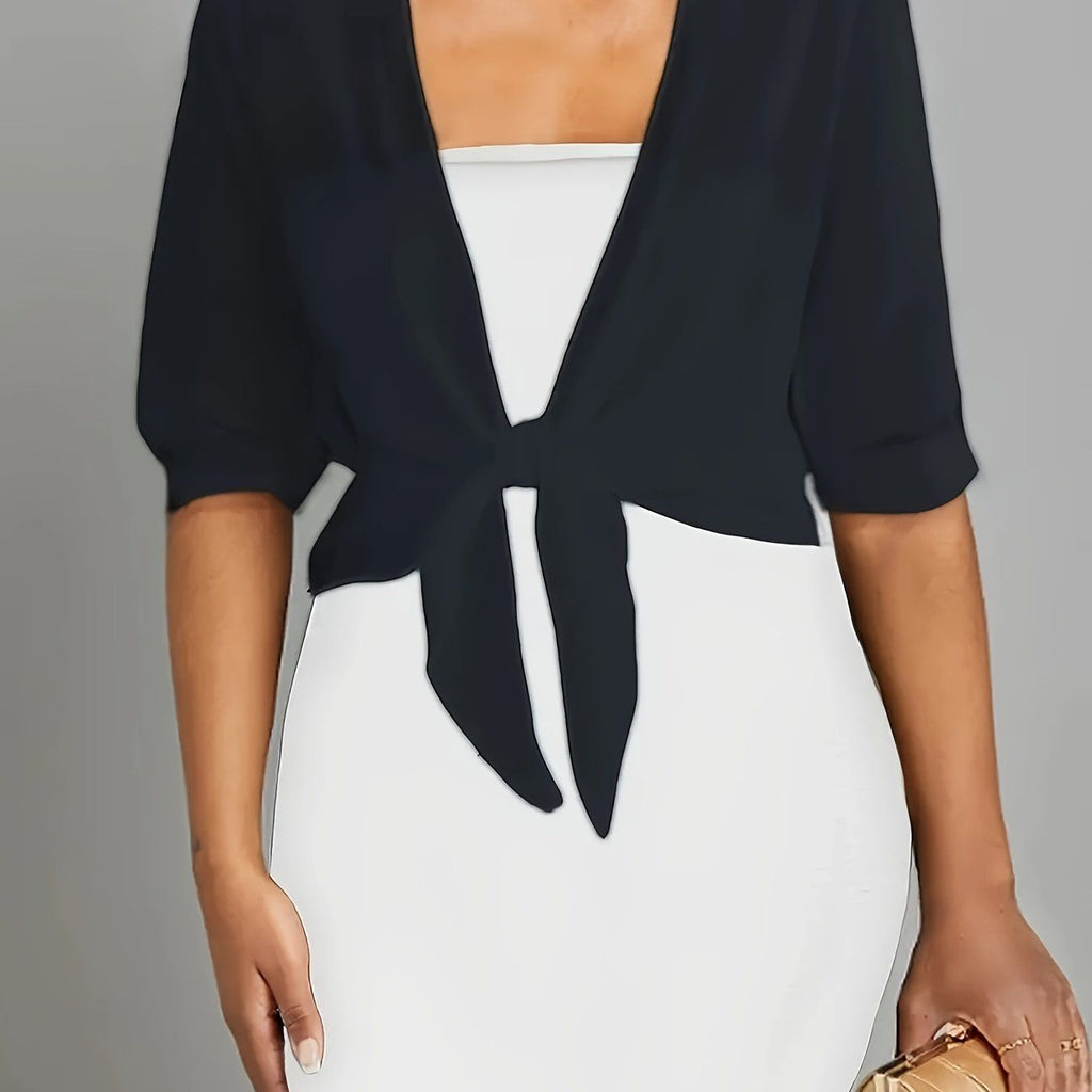 An Elegant Front-Button Sheer Shirt with a Shawl Design.   OAXG Black / L