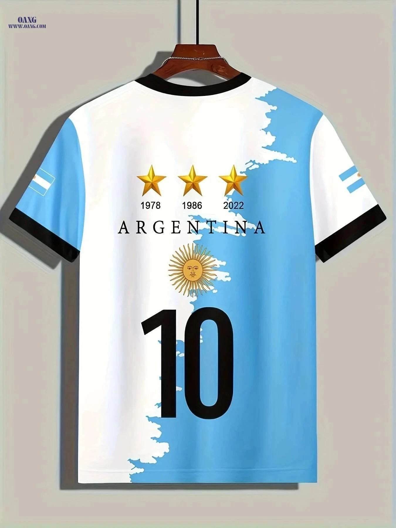 Argentina National Team Graphic T-Shirt - 3D Print Geometric Design   OAXG White / S