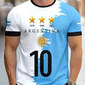 Argentina National Team Graphic T-Shirt - 3D Print Geometric Design   OAXG White / S