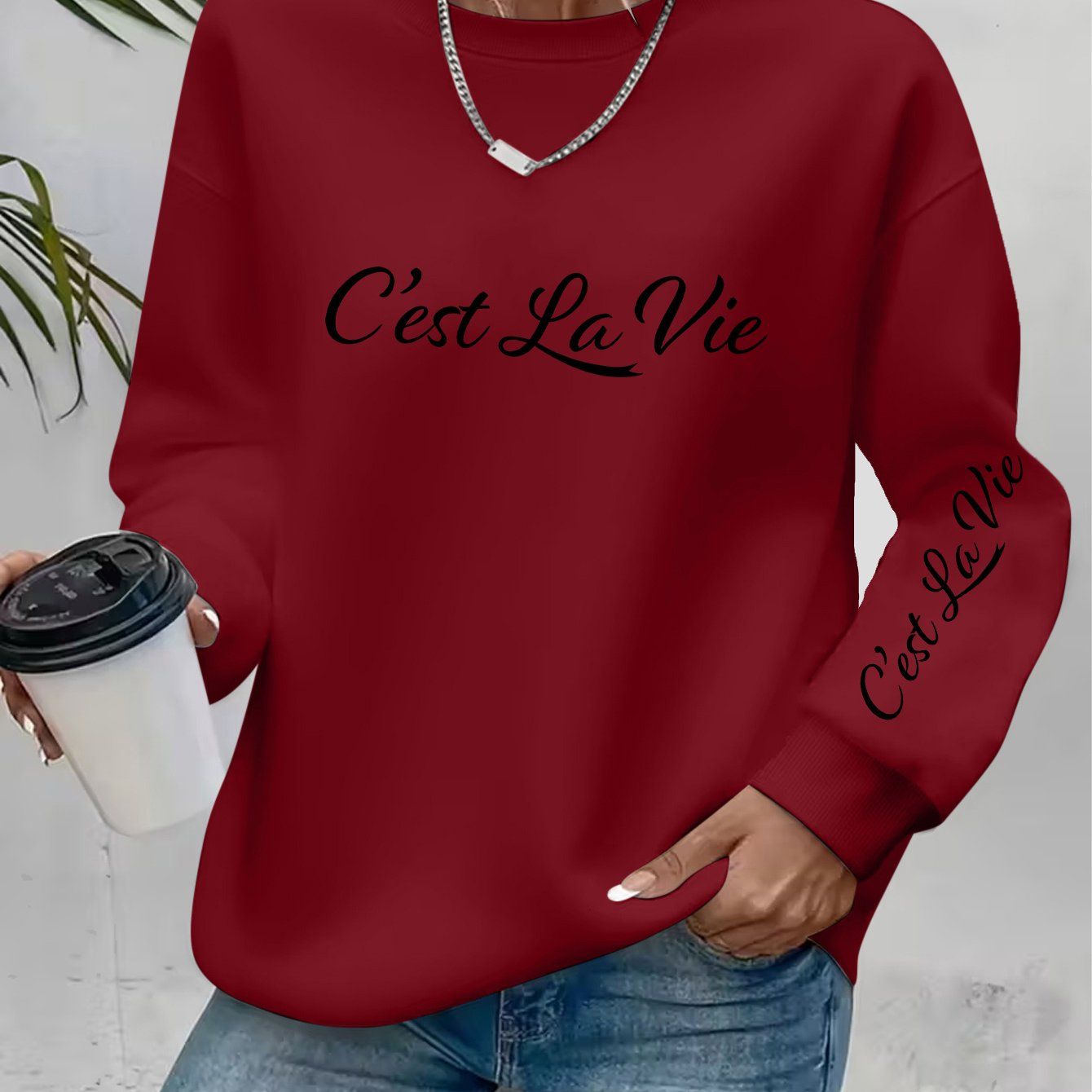 Art Letter Print Pattern Round Neck Hooded Sweatshirt - Y2K Fashion Elegant Style Casual Athletic Long Sleeve Fleece Sweatshirt Hooded Top   OAXG Black / S