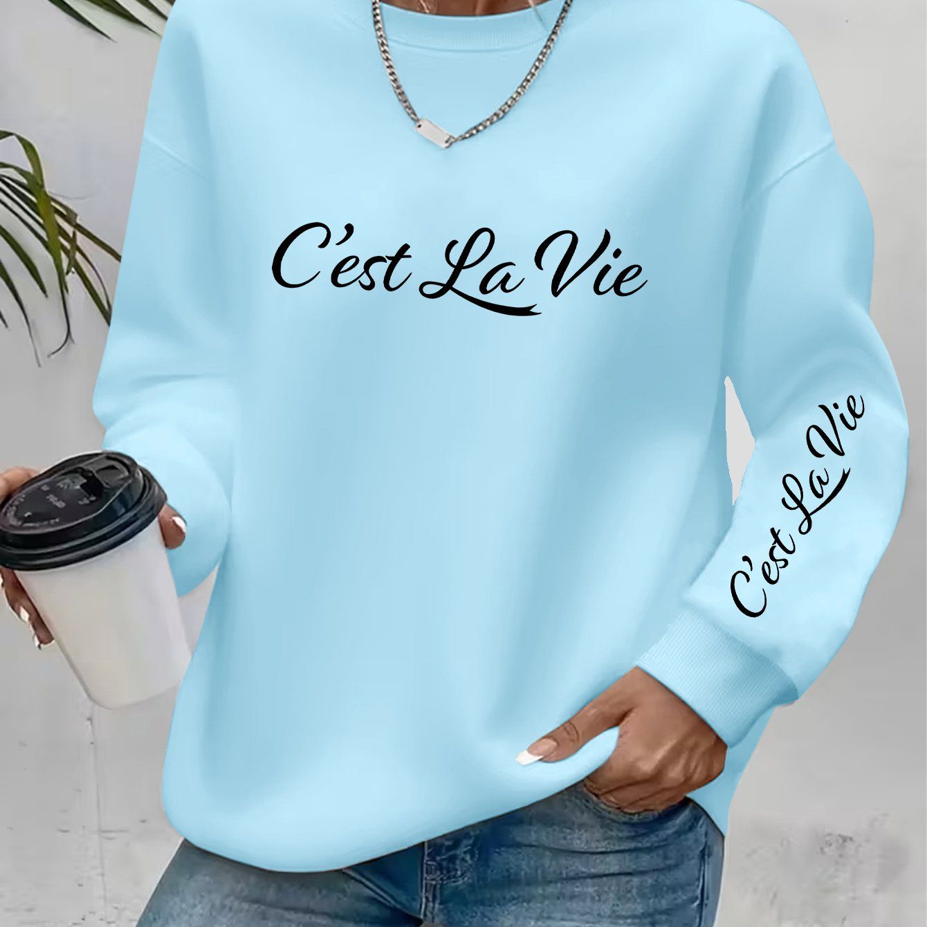 Art Letter Print Pattern Round Neck Hooded Sweatshirt - Y2K Fashion Elegant Style Casual Athletic Long Sleeve Fleece Sweatshirt Hooded Top   OAXG Black / S