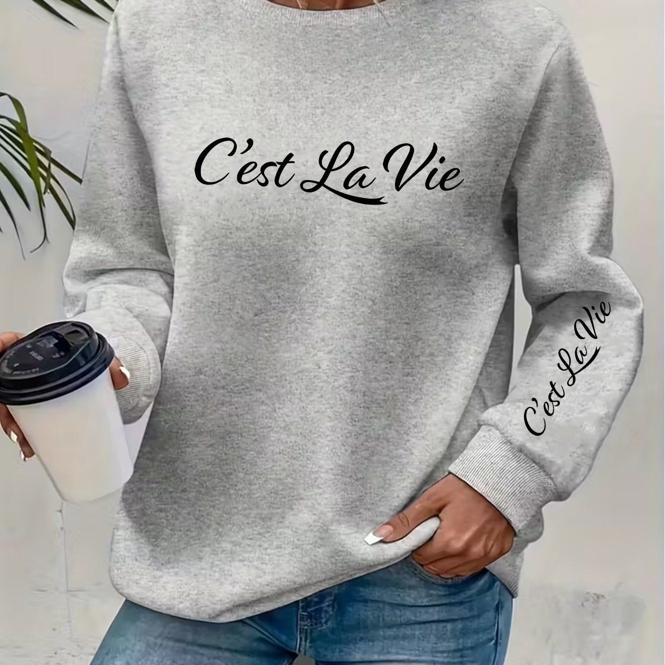 Art Letter Print Pattern Round Neck Hooded Sweatshirt - Y2K Fashion Elegant Style Casual Athletic Long Sleeve Fleece Sweatshirt Hooded Top   OAXG Black / S