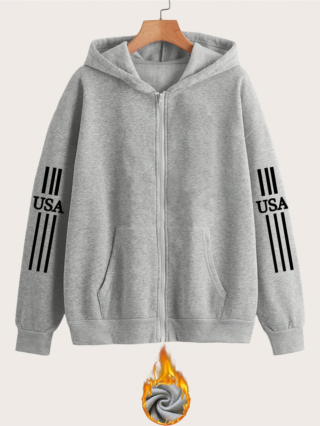 Art Letter Print Pattern - Y2K Casual Style Zipper Hoodie - Fashionable And Comfortable Zipper Jacket, Suitable for All Seasons Casual Sportswear, Casual Sportswear Fashion Casual Jacket | Comfortable Fabric   OAXG Black / S
