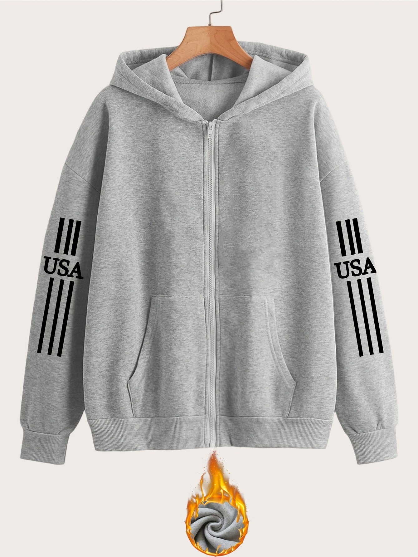 Art Letter Print Pattern - Y2K Casual Style Zipper Hoodie - Fashionable And Comfortable Zipper Jacket, Suitable for All Seasons Casual Sportswear, Casual Sportswear Fashion Casual Jacket | Comfortable Fabric   OAXG Black / S