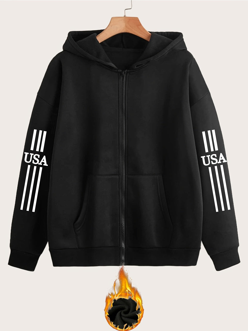 Art Letter Print Pattern - Y2K Casual Style Zipper Hoodie - Fashionable And Comfortable Zipper Jacket, Suitable for All Seasons Casual Sportswear, Casual Sportswear Fashion Casual Jacket | Comfortable Fabric   OAXG Black / S